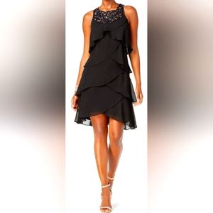 S.L. Fashions black beaded layered style dress women's size 10